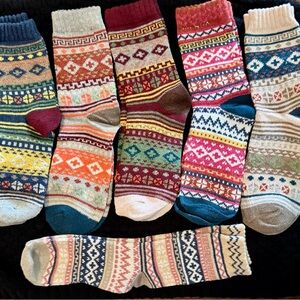Six Pairs Colorful Patterned Women's Socks Set